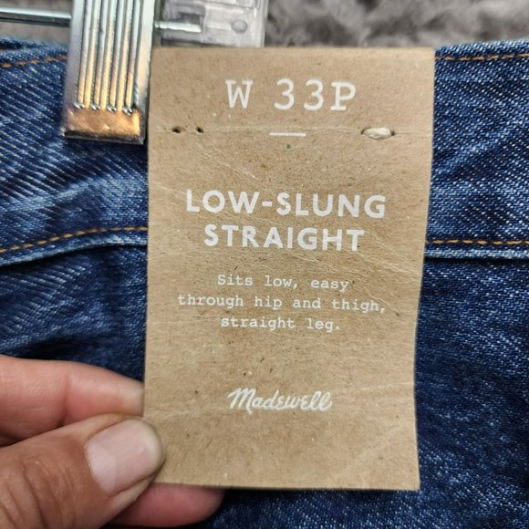 Madewell Jeans Womens 33 Petite Cotton Hi Rise Button Fly Low Slung Straight NWT - Picture 2 of 16